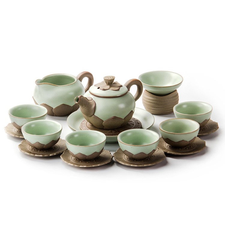 聚森汝窯功夫茶具套裝整套泡茶壺公道杯品茗杯商務(wù)禮品logo定制
