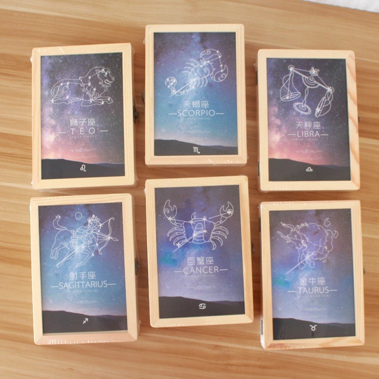 54696 韓國文具批發(fā) XZ-SRXZ08 十二星座木盒同學錄 紀念冊
