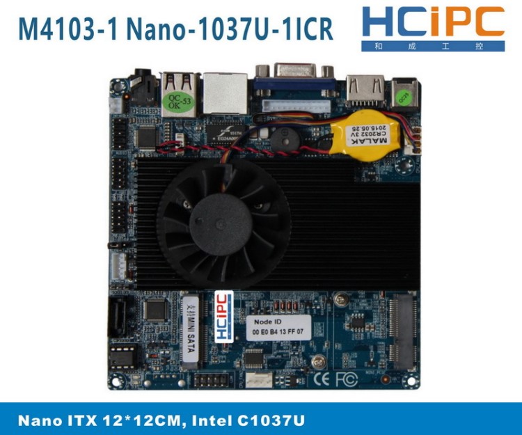 和成工控HCiPC,ITX-1037-1ICR,Nano ITX 嵌入式工業主板，ITX主板