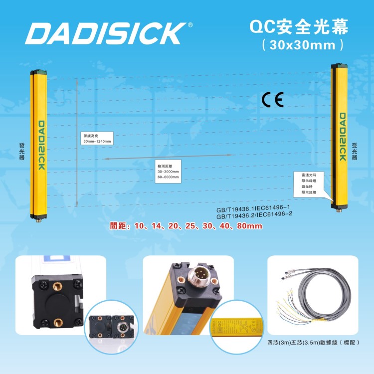 廠家直銷光幕光柵傳感器 超薄紅外線光幕大迪外殼30*30