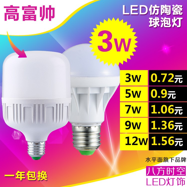 八方時空 led球泡 高富帥球泡燈 3w球泡 led燈泡 節(jié)能燈 廠家直銷