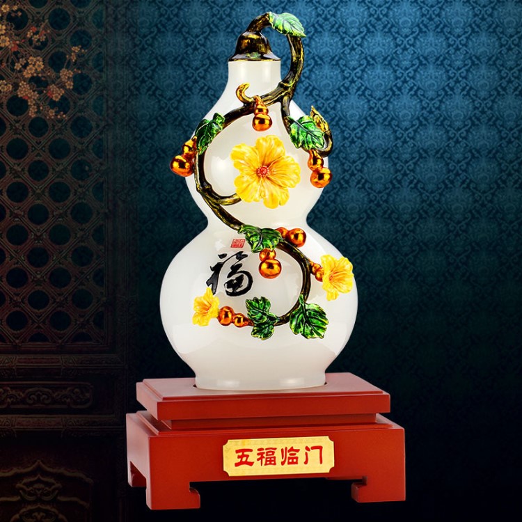 琺瑯彩琉璃花瓶擺件創(chuàng)意葫蘆家居客廳辦公飾品工藝禮品廠家