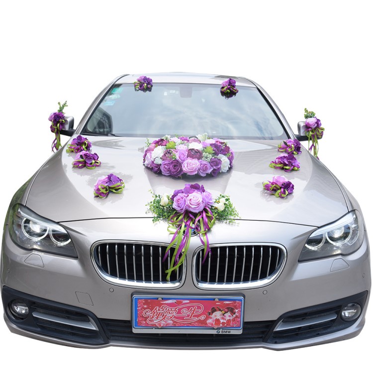 結婚絹花婚慶用品花車裝飾婚車裝飾 婚車套裝車頭花婚禮車花591