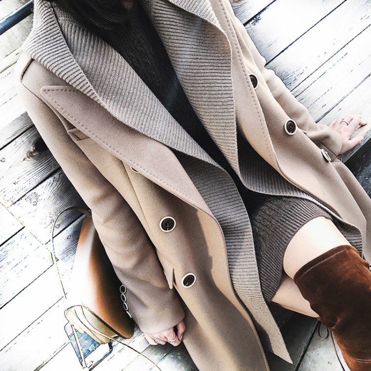 2018秋冬季新款 搭配百搭 連帽保暖針織馬夾中長款毛衣女開衫馬甲