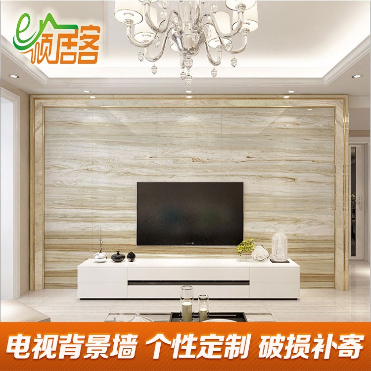 簡約現(xiàn)代客廳微晶石電視背景墻 3D高溫微晶石瓷磚背景墻 白金沙