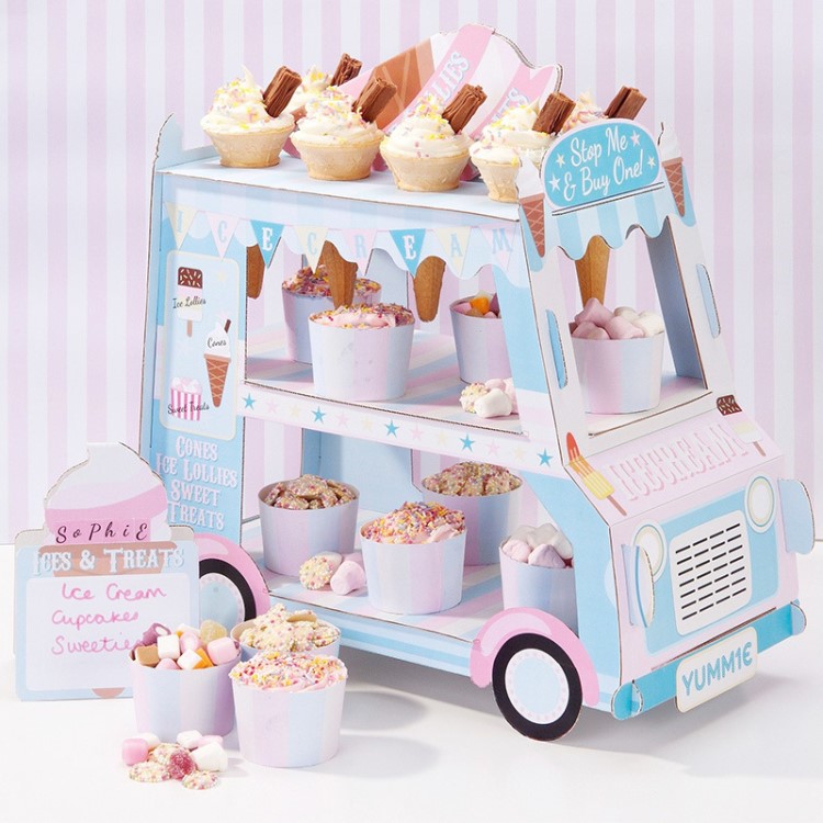 ICE CREAM VAN STAND Cars Display Stand 汽車紙質(zhì)蛋糕架糕點(diǎn)架