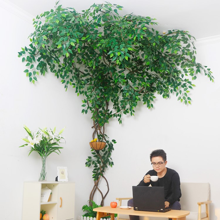 仿真樹葉樹枝樹藤假葉子客廳室內綠植盆栽藤蔓假花藤條植物墻裝飾