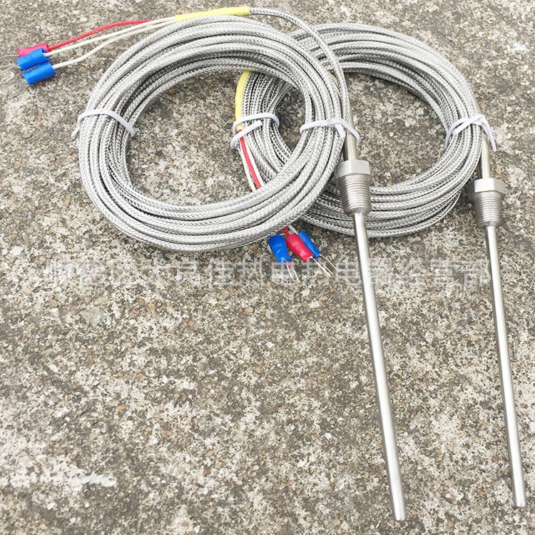 廠家直銷熱電偶熱電阻感溫線PT100K型J型鑼釘壓環卡扣式鎧裝式