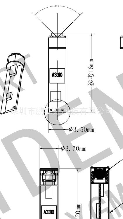 3.5mm耳鏡喉鏡內(nèi)窺鏡攝像頭內(nèi)窺鏡攝像頭30萬像素CVBS信號