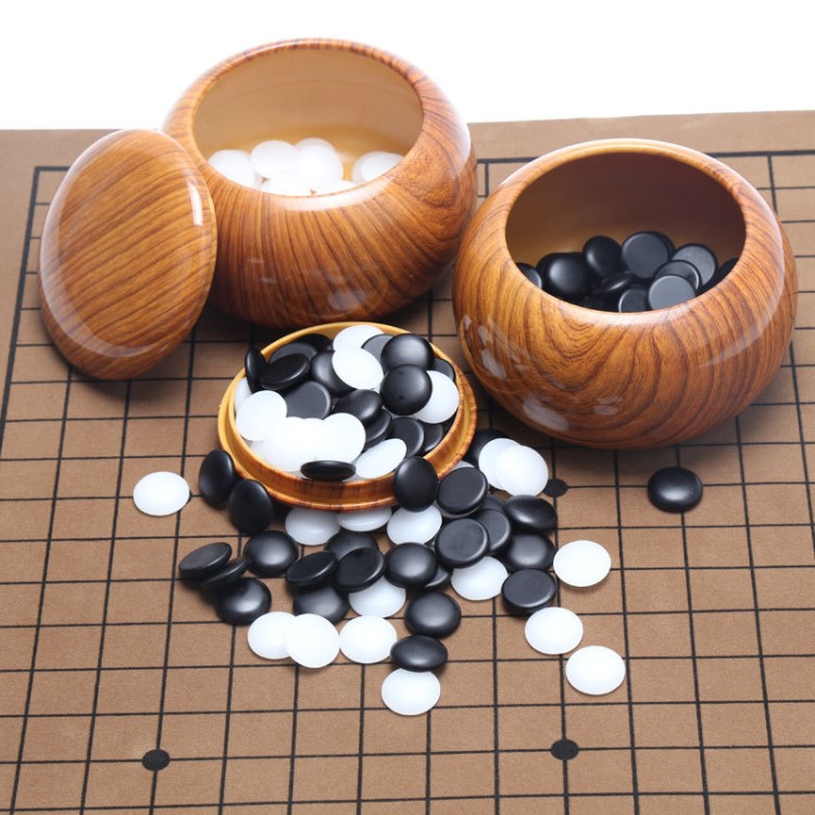 圍棋套裝 家用成人圍棋 兒童五子棋 樹(shù)脂盒子送PU皮革圍棋盤(pán)碼石