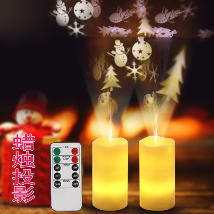 3AA遙控電池供電LED圣誕旋轉(zhuǎn)創(chuàng)意蠟燭石蠟投影燈