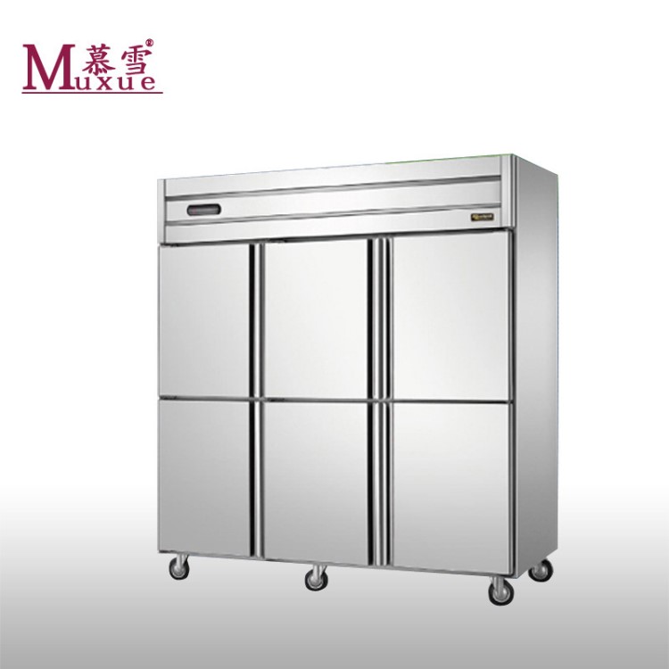 六門雙機(jī)雙溫廚房冰柜冷凍冷藏商用立式不銹鋼冰箱冷藏冷柜廣東貨