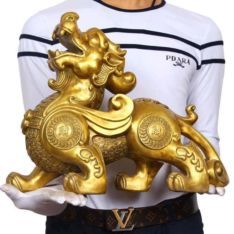 銅招財(cái)旺財(cái)貔貅皮丘擺件大號(hào)一對(duì)公司店鋪開(kāi)業(yè)喬遷裝飾工藝禮品