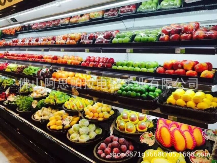 阿思帕拉风幕柜超市大型蔬菜水果牛奶饮料展示柜保鲜柜冷藏
