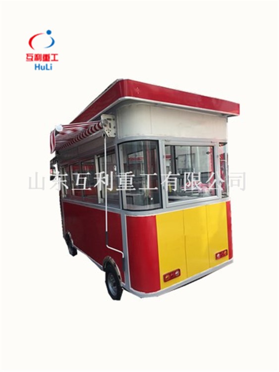 新款流動售貨亭全封閉式電動快餐車小吃車可移動房式餐車
