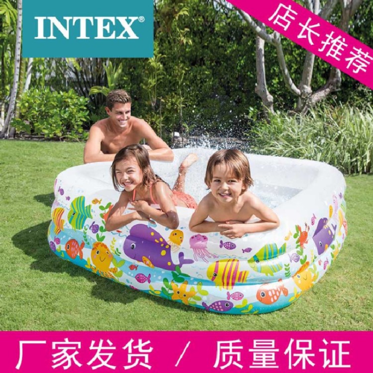 INTEX 嬰幼兒家用戲水池大號(hào)加厚水池兒童家庭充氣游泳池海洋球池