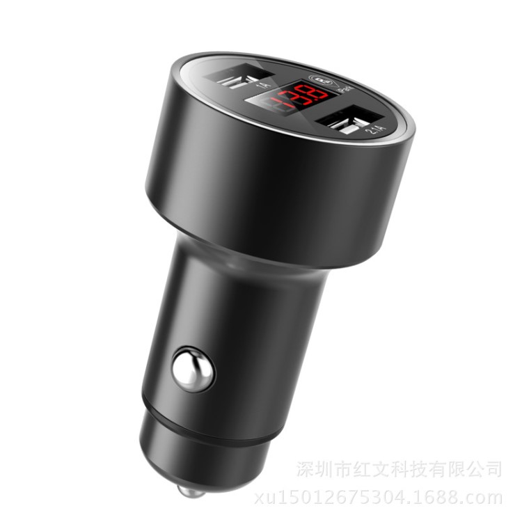 外貿(mào)禮品智能充電器 多功能藍(lán)牙定位車充 金屬顯示屏車載充電器