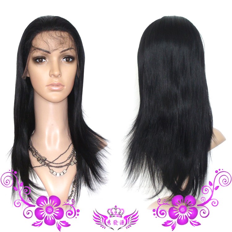 前蕾丝假发 真发半手织头套 straight lace front wig 真人发发套