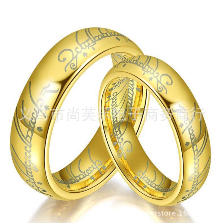 速賣通爆款6mm不褪色 指環(huán)魔戒 鈦鋼不銹鋼經(jīng)文戒指 飾品廠家