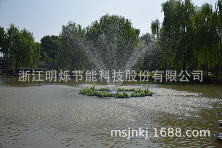 廠家直銷安裝 污水治理增氧 提水式 噴泉 太陽能曝氣機(jī) 曝氣器