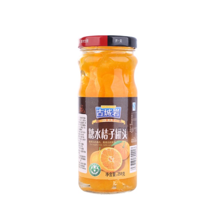 古城巖258g*12瓶美味營(yíng)養(yǎng)無衣無囊胞桔子水果罐頭廠家招商