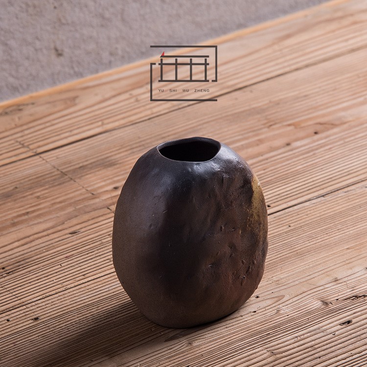 創意手工小花器 復古陶制花插擺件 空間茶藝花道水培植物花瓶定制