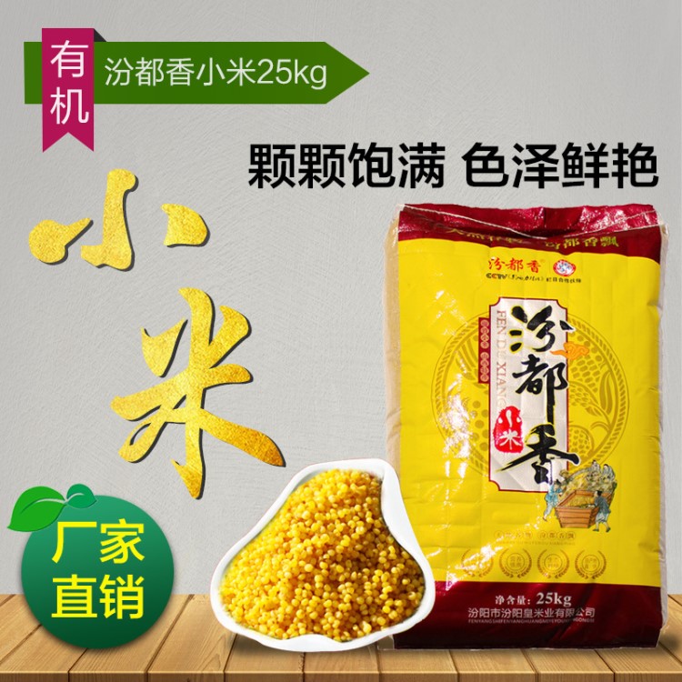 山西特產(chǎn)新米黃小米汾都香25kg袋裝小米廠家批發(fā)