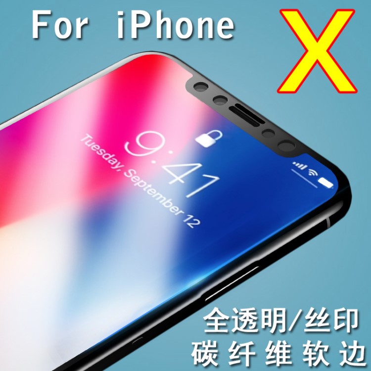 適用iPhoneX鋼化膜 蘋(píng)果X全屏絲印磨砂鋼化膜 iphoneX手機(jī)鋼化膜