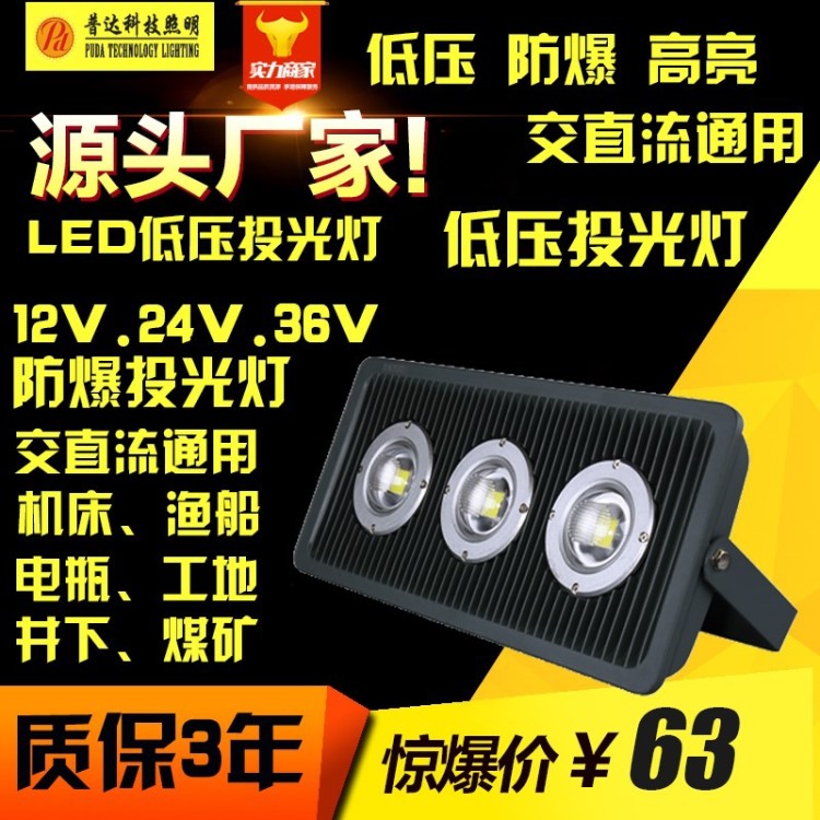 LED低壓投光燈12V 24V 36V防爆隧道燈 50W100W150W200W礦用交流燈