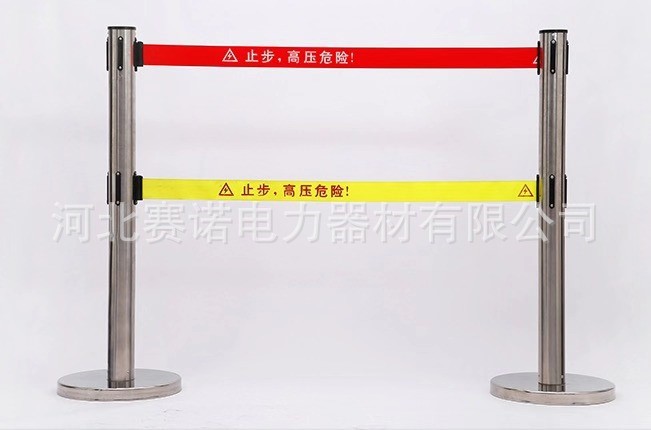 移動型不銹鋼伸縮欄桿 電氣設備檢修圍欄304不銹鋼立柱圍欄殿力牌
