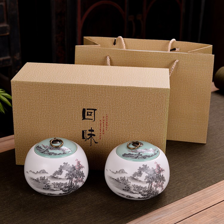 陶瓷定窯大號茶葉罐禮盒套裝通用茶葉包裝盒定做密封罐儲物茶葉罐