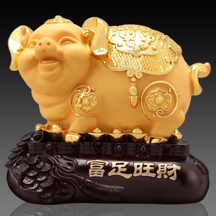招財(cái)金豬擺件聚寶盆客廳裝飾品創(chuàng)意可愛(ài)工藝品生肖豬年風(fēng)水吉祥物