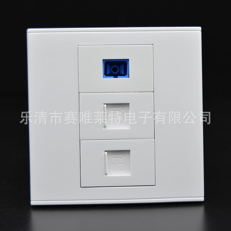 86型雙RJ45網(wǎng)絡(luò)光纖面板2個免打CAT6六類千兆電腦口+SC光寬帶插座