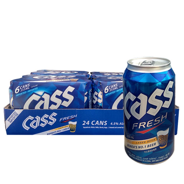 韩国酒水 凯狮 Cass啤酒355ml*24听 原味 整箱