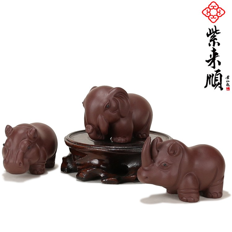 紫來順禮品紫砂茶寵擺件手工藝品吉祥三寶  定做批發35416
