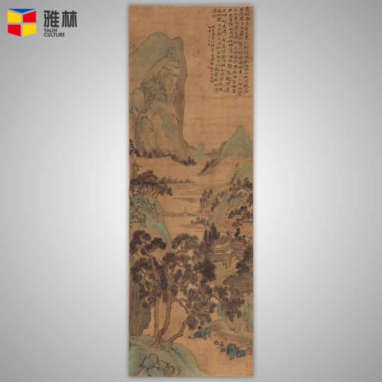 藝術(shù)微噴仿古國(guó)畫(huà)復(fù)制名家書(shū)畫(huà)華巖-梅竹春意絹本畫(huà)芯裝裱定制