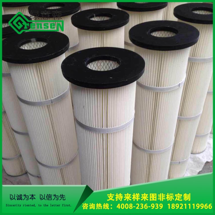 圓形法蘭式除塵濾筒上裝式粉末回收濾芯聚酯PTFE覆膜除塵器濾筒