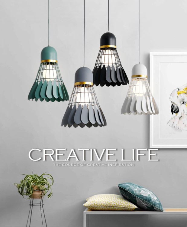 羽毛球創意燈具北歐馬卡龍吊燈后現代簡約個性吧臺餐廳書房臥室燈