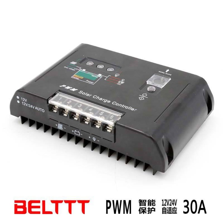 广州厂家12V24V通用型30A太阳能控制器 PMW充电模式 智能控制