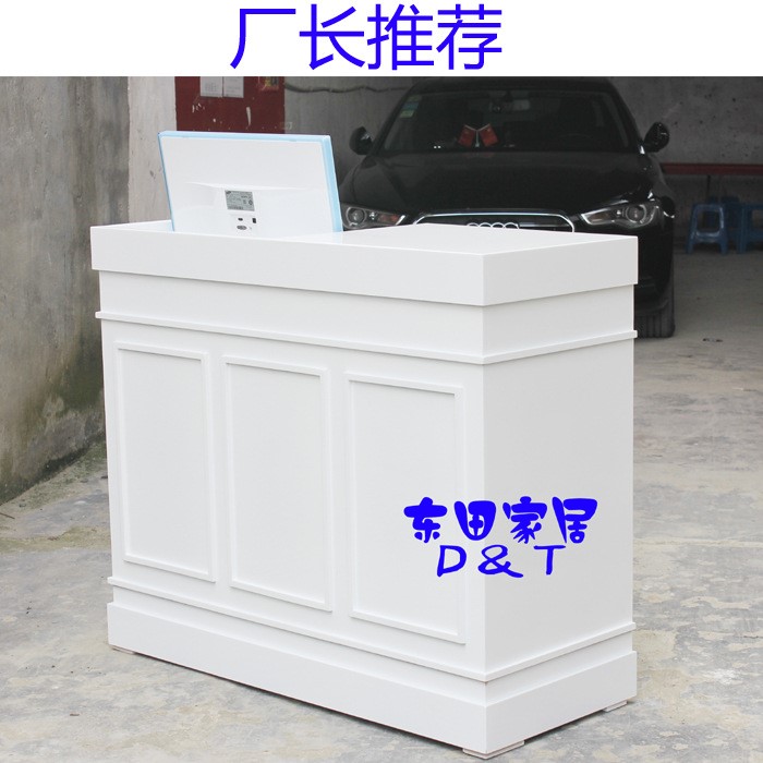 330歐式貼皮木紋帶燈圓弧收銀臺前臺柜臺吧臺服裝店奶茶店收銀臺