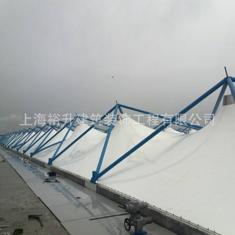 定制安裝環(huán)衛(wèi)工程PTFE膜結(jié)構(gòu)加蓋 廢水池密封收集罩膜結(jié)構(gòu)設計