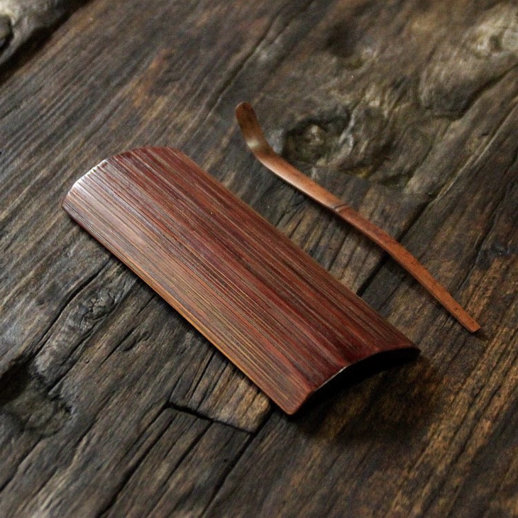 出口日本 竹制 傳統(tǒng)漆器工藝 茶則  功夫茶具配件 碳化 做舊