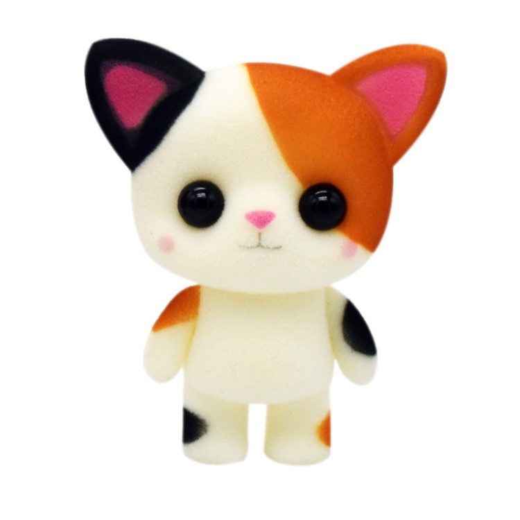 创意吉祥礼物女生毛绒公仔定制可爱白色花猫塑胶植绒爆款网红玩具