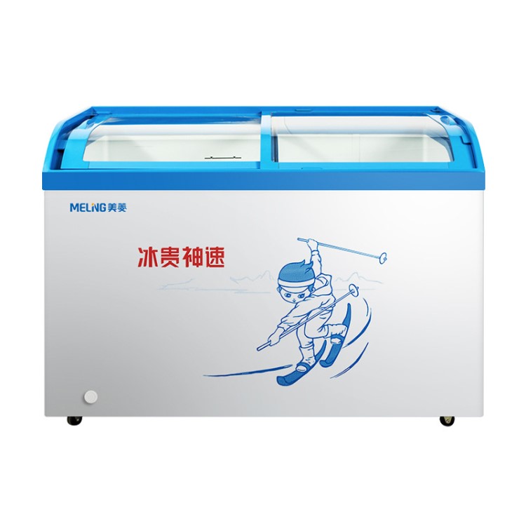 美菱SC/SD-358GYT臥式冰柜玻璃門展示柜圓弧冷凍保鮮柜雪糕柜批發