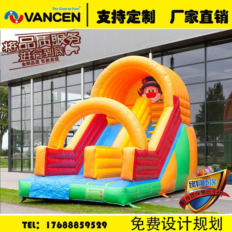 廠家定制大型兒童PVC充氣城堡滑梯 充氣跳床inflatable slide