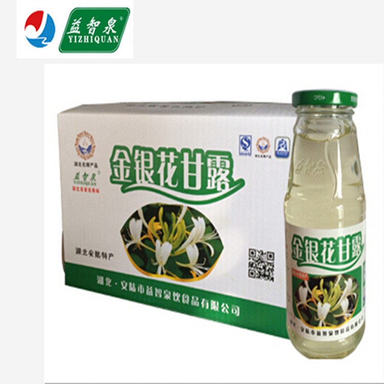 益智泉金銀花露 植物飲品 夏季飲料 玻璃瓶裝 340ml&times;12 出廠批發(fā)