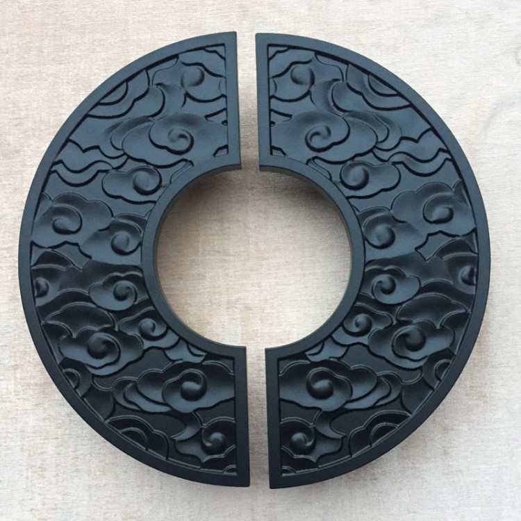 大門拉手中式仿古祥云雕刻玻璃門拉手黑色酒店木門把手半圓形拉手