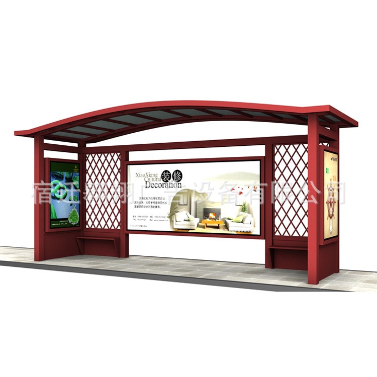 仿古公交車站牌  復古樣式 復古格斷 屋頂式結構 仿古瓦頂蓬