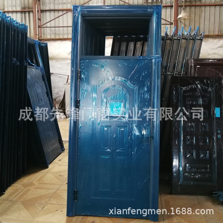 成都先鋒門廠批發定做學校門工程防盜門帶觀察窗鋼制進戶門鋼質門