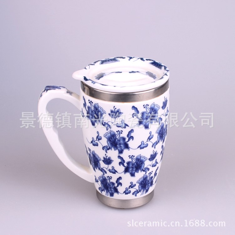 景德鎮(zhèn)保溫水杯青花禮品杯  批發(fā)定做